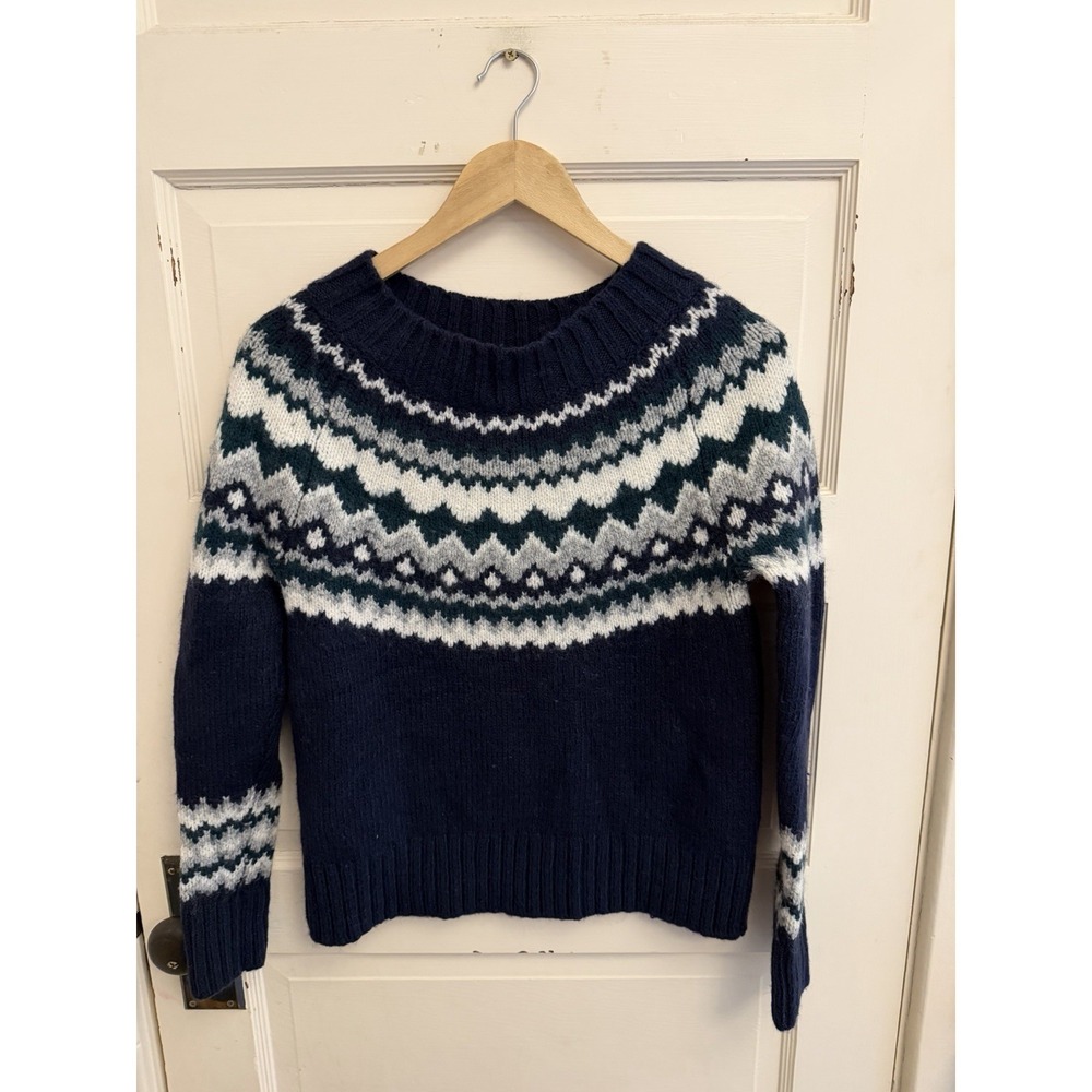 Banana Republic Women's Navy Wool Blend‎ Fair Isle Sweater Size Small